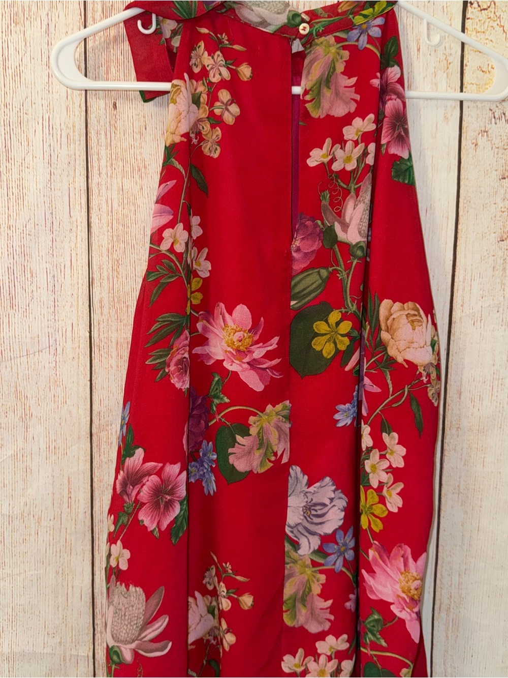 Sweet Pea by Stacy Frati Floral Tie-Neck Bubble Tank Top, elastic bottom, Sz XL - Picture 4 of 8